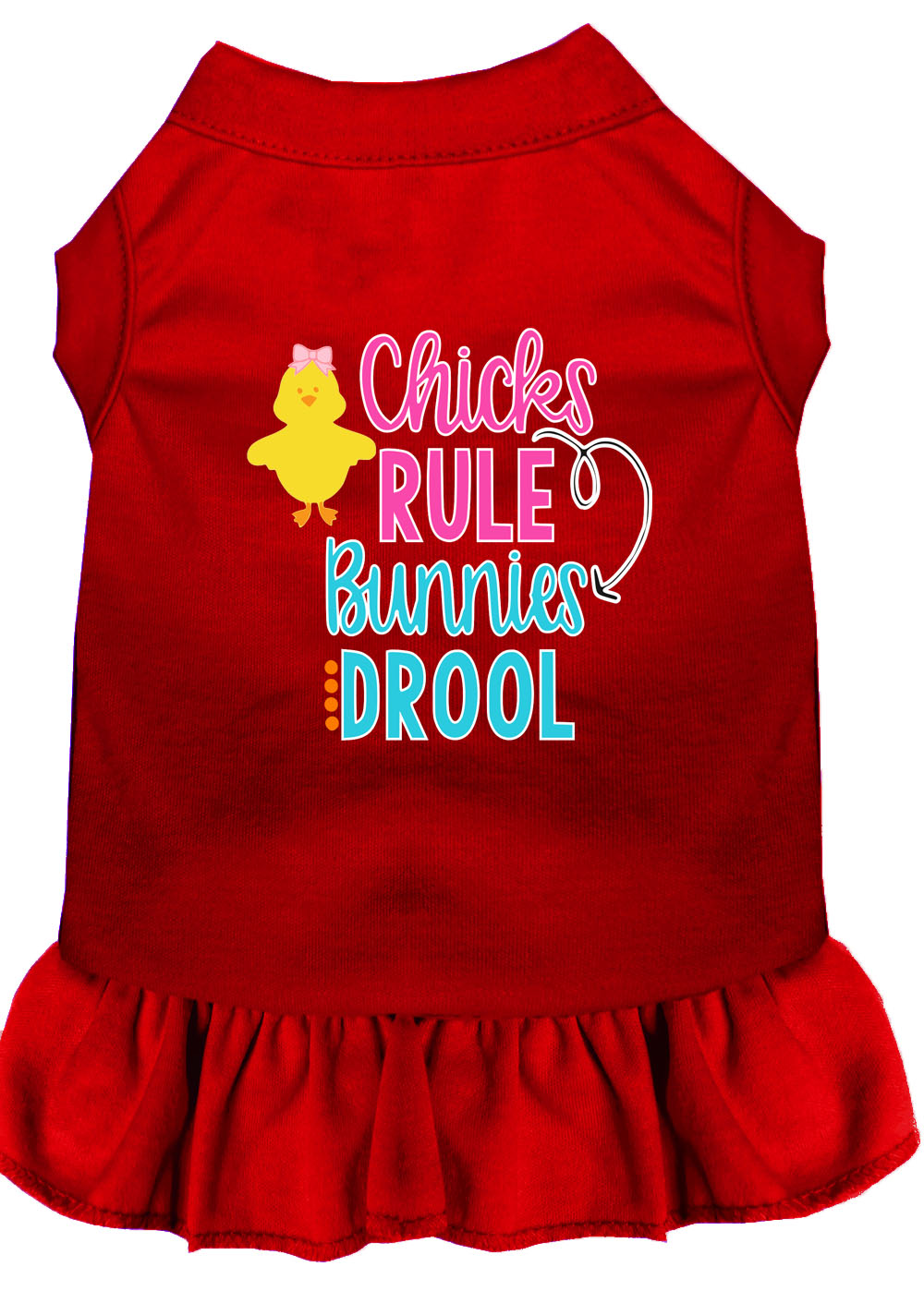 Chicks Rule Screen Print Dog Dress Red Med